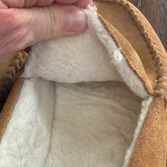 Lands' End Brown Suede Moccasin Slippers, size 13 - Picture 8 of 9